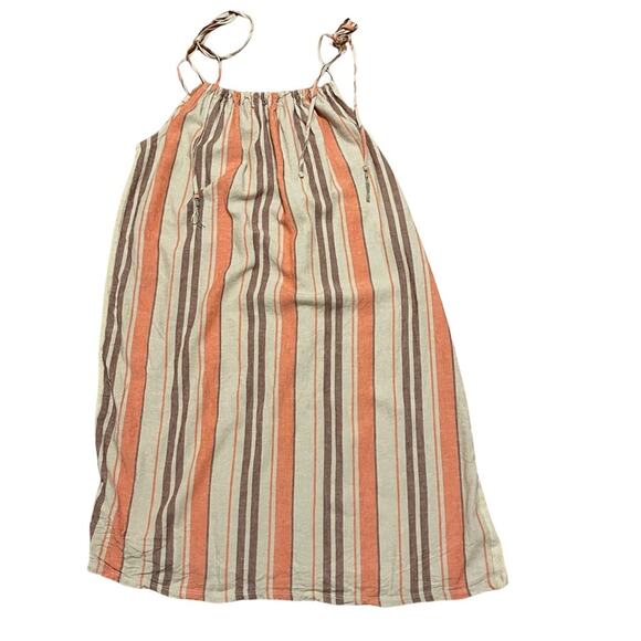 Zara Striped Rustic Linen Blend Spaghetti Strap Dress Size Small - Picture 3 of 9
